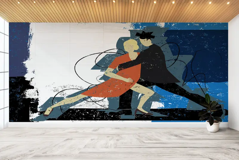 Abstract Wallpaper,Bright Wall Paper,3d Wall Paper,Modern Wall Paper,Couple Doing Tango,Valentine Gift Wall Poster, - 6