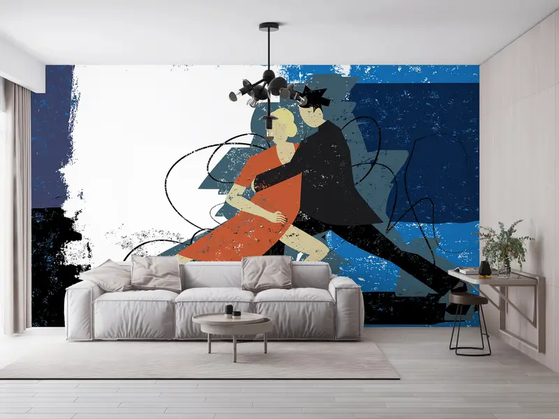 Abstract Wallpaper,Bright Wall Paper,3d Wall Paper,Modern Wall Paper,Couple Doing Tango,Valentine Gift Wall Poster, - 1