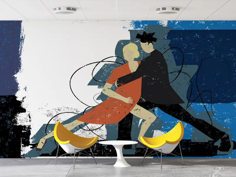 Abstract Wallpaper,Bright Wall Paper,3d Wall Paper,Modern Wall Paper,Couple Doing Tango,Valentine Gift Wall Poster, - 2