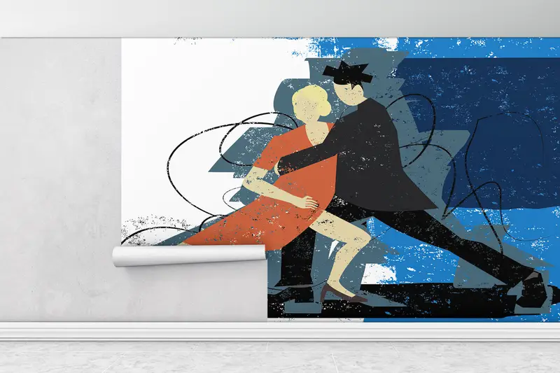 Abstract Wallpaper,Bright Wall Paper,3d Wall Paper,Modern Wall Paper,Couple Doing Tango,Valentine Gift Wall Poster, - 4