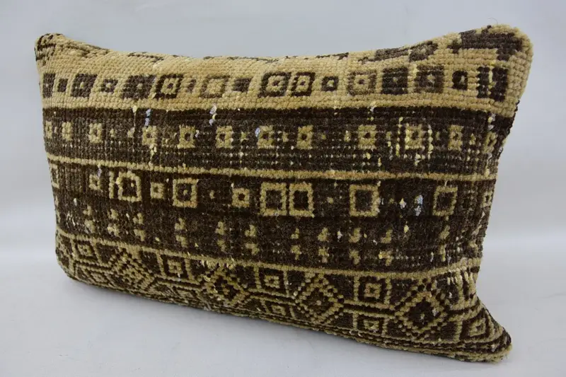 Outdoor Throw Pillow Case, 12x20 Brown Pillow Cover, Boho Pillow, Throw Kilim Pillow, Armchair Pillow Sham, Pillow, Vintage Kilim Throw Pillow - 3