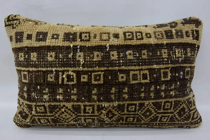 Outdoor Throw Pillow Case, 12x20 Brown Pillow Cover, Boho Pillow, Throw Kilim Pillow, Armchair Pillow Sham, Pillow, Vintage Kilim Throw Pillow - 1