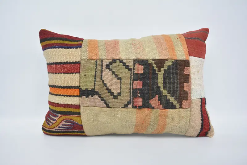 Shabby Chic Cushion, Home Decor Pillow, 16x24 Beige Cushion Cover, Vintage Pillow, Kilim Cushion Sham, Pillow Cover, Ethnic Pillow Cover - 1