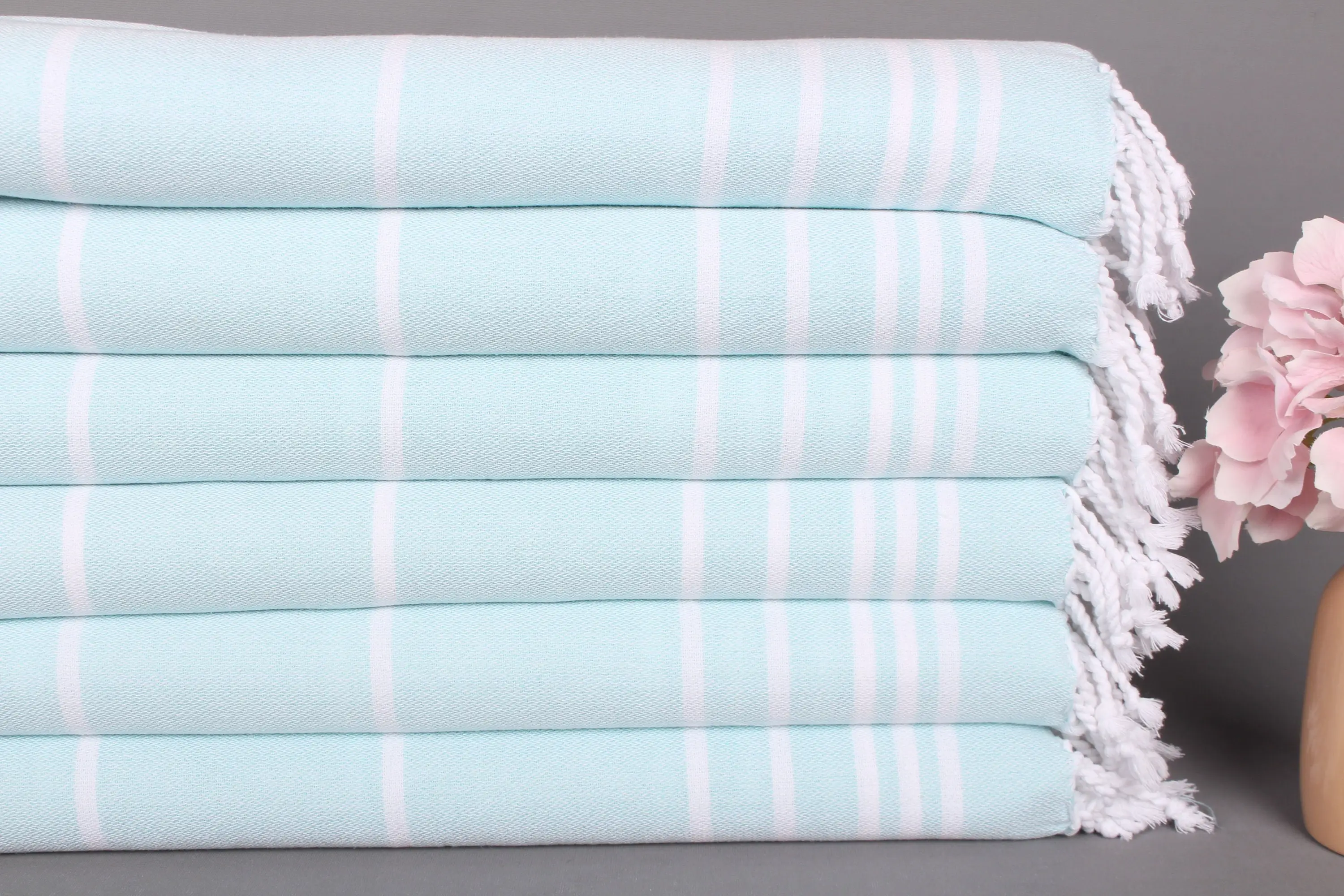 Monogram Hand Towel, 18x38 Mint Cotton Dish Towel, Turkish Towel - 1