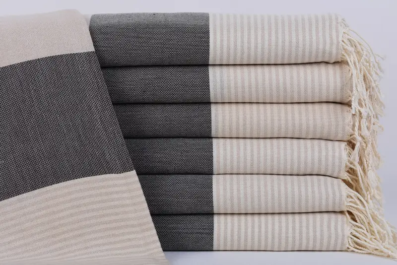 Custom Beach Towel Dark Brown-Light Brown Striped, 67x40 Inches