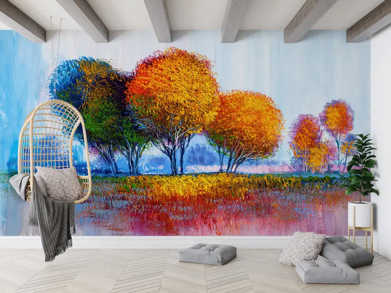 Modern Wall Mural,Modern Wall Paper,Wall Paper Peel and Stick,3d Wall Paper,Autumn Wall Decor,View Wall Poster, - 1