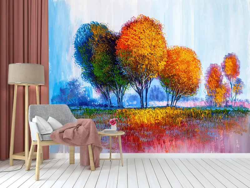 Modern Wall Mural,Modern Wall Paper,Wall Paper Peel and Stick,3d Wall Paper,Autumn Wall Decor,View Wall Poster, - 2