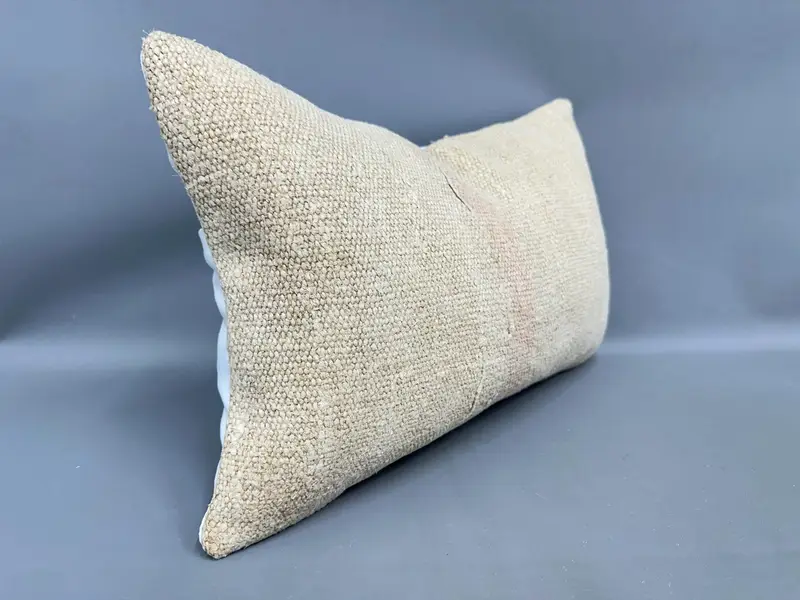 Vintage Kilim Pillow, Vintage Kilim Throw Pillow, Tribal Cushion Case, Kilim Cushion Sham, Cushion Case, 12x20 Beige Pillow Cover - 2