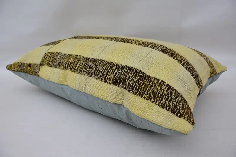 Vintage Kilim Throw Pillow, Tapestry Pillow, Ethnical Kilim Rug Pillow, Authentic Cushion Case, Cushion, Turkish Kilim Pillow, 16x24 Beige Cushion - 6