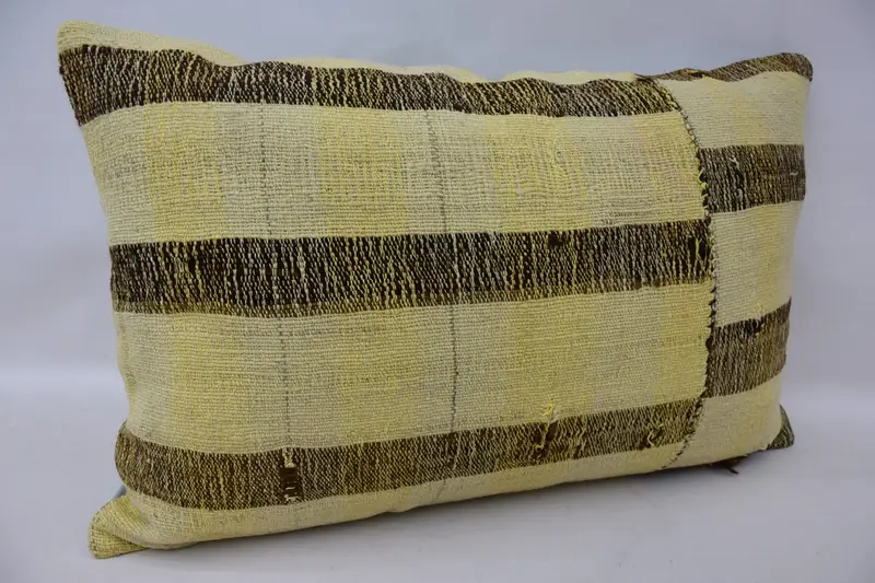 Vintage Kilim Throw Pillow, Tapestry Pillow, Ethnical Kilim Rug Pillow, Authentic Cushion Case, Cushion, Turkish Kilim Pillow, 16x24 Beige Cushion - 2