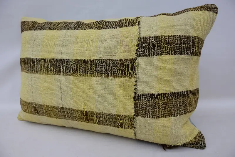 Vintage Kilim Throw Pillow, Tapestry Pillow, Ethnical Kilim Rug Pillow, Authentic Cushion Case, Cushion, Turkish Kilim Pillow, 16x24 Beige Cushion - 3