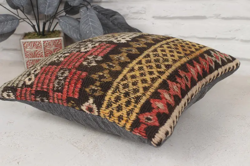 Living Room Throw Cushion, Home Decor Pillow, Kilim Pillow Cover, 14x14 Red Pillow Sham, Boho Pillow Sham Cover, Car Cushion Cover, Pillow Case - 6