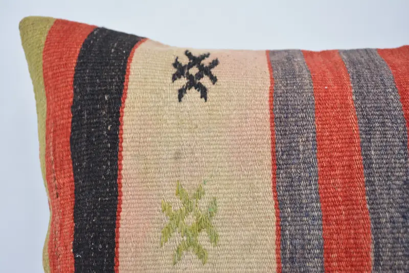 Kilim Pillow Cover, Vintage Kilim Throw Pillow, Cushion Cover, 16x24 Blue Pillow Sham, Kilim Pillow, Vintage Cushion Cover, Floor Pillow - 2