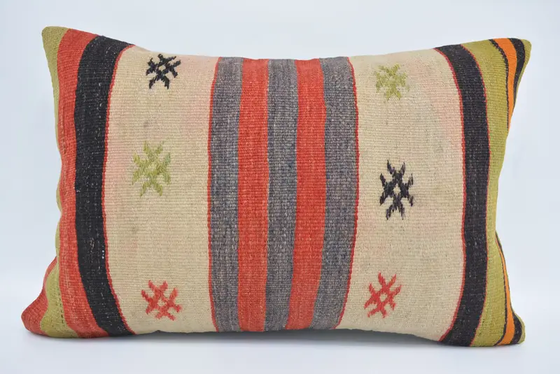 Kilim Pillow Cover, Vintage Kilim Throw Pillow, Cushion Cover, 16x24 Blue Pillow Sham, Kilim Pillow, Vintage Cushion Cover, Floor Pillow - 1