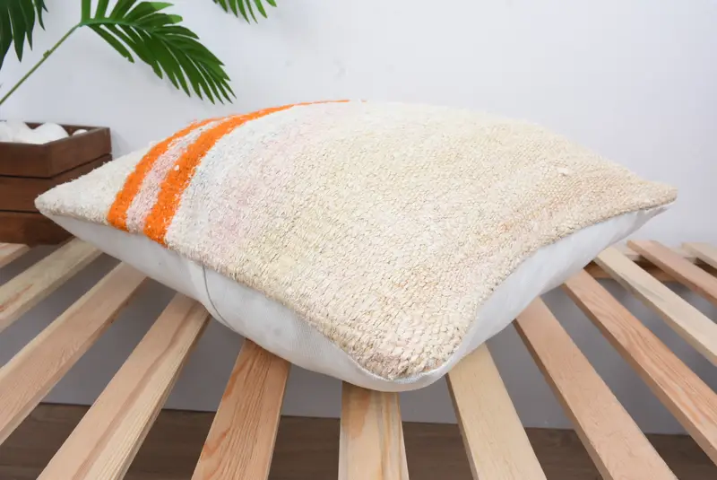 Vintage Kilim Pillow, Armchair Cushion Case, Turkish Pillow, 18x18 White Pillow Case, Floor Pillow Sham, Pillow for Couch, Cushion - 6