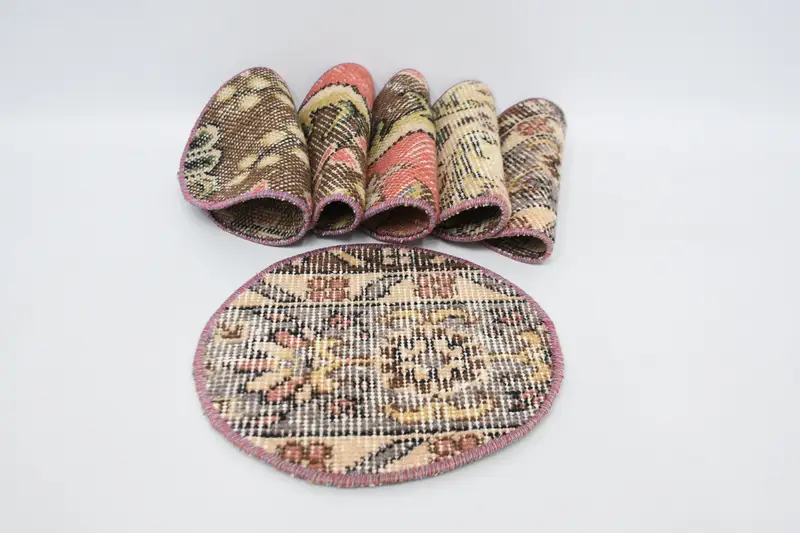 Böhmische Kreis-Tischsets, braune und bronzefarbene Watte für Ostern, Muttertag