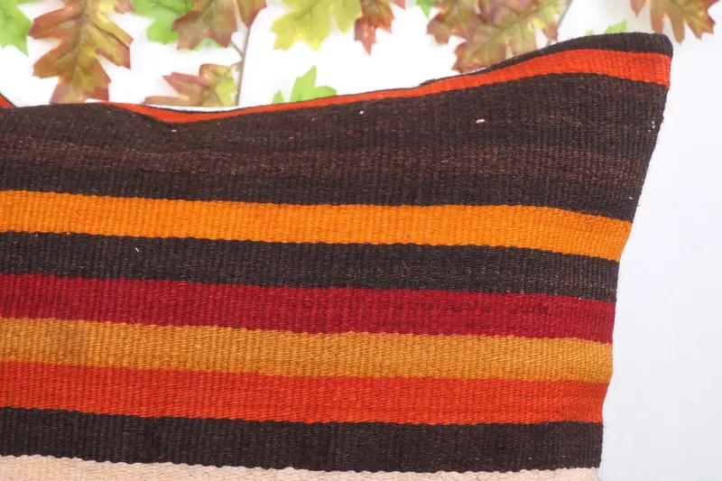 Ethnical Kilim Rug Pillow, Pillow, Pillow for Couch, 24x24 Orange Cushion, Nautical Throw Pillow Sham, Throw Kilim Pillow - 5