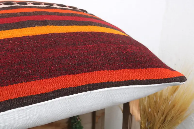 Ethnical Kilim Rug Pillow, Pillow, Pillow for Couch, 24x24 Orange Cushion, Nautical Throw Pillow Sham, Throw Kilim Pillow - 6