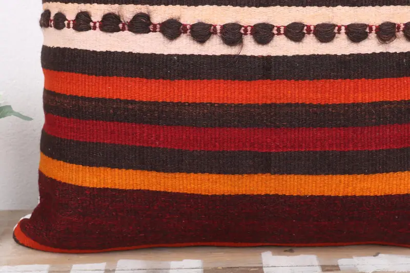 Ethnical Kilim Rug Pillow, Pillow, Pillow for Couch, 24x24 Orange Cushion, Nautical Throw Pillow Sham, Throw Kilim Pillow - 3