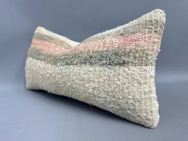 Yastık örtüsü, 8x16 bej yastık kapağı, göçebe yastık sham, Türk Kilim Yastığı, Kilim Yastığı Sham, Etnik Kilim Rug Yastığı - 3