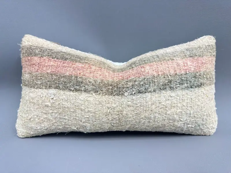 Yastık örtüsü, 8x16 bej yastık kapağı, göçebe yastık sham, Türk Kilim Yastığı, Kilim Yastığı Sham, Etnik Kilim Rug Yastığı - 1