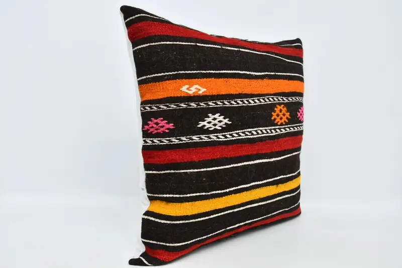 Boho Chic Cushion Case, Colorful Pillow Sham, Vintage Kilim Pillow, Turkish Kilim Pillow, 32x32 Brown Pillow Sham, Pillow, Handmade Kilim Cushion - 3