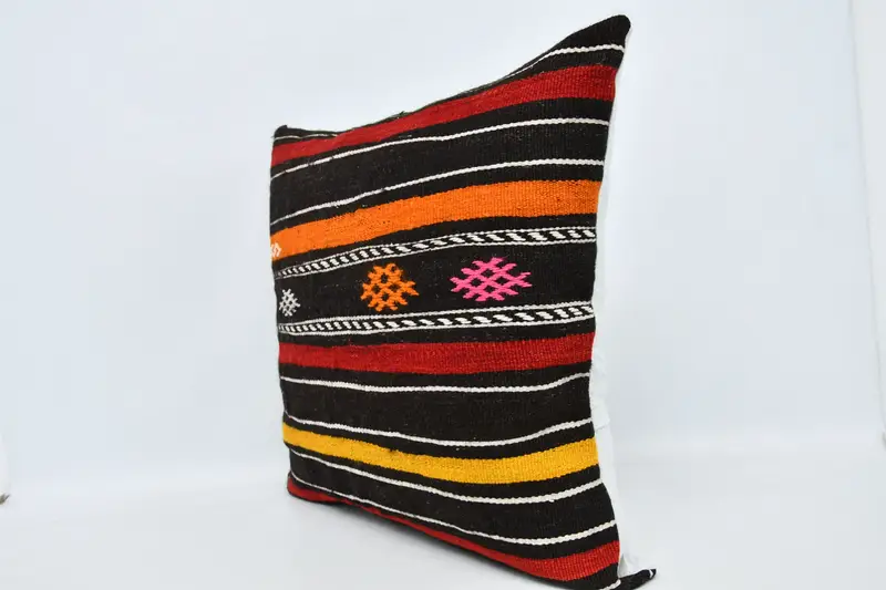 Boho Chic Cushion Case, Colorful Pillow Sham, Vintage Kilim Pillow, Turkish Kilim Pillow, 32x32 Brown Pillow Sham, Pillow, Handmade Kilim Cushion - 4