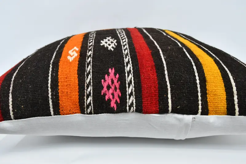 Boho Chic Cushion Case, Colorful Pillow Sham, Vintage Kilim Pillow, Turkish Kilim Pillow, 32x32 Brown Pillow Sham, Pillow, Handmade Kilim Cushion - 5