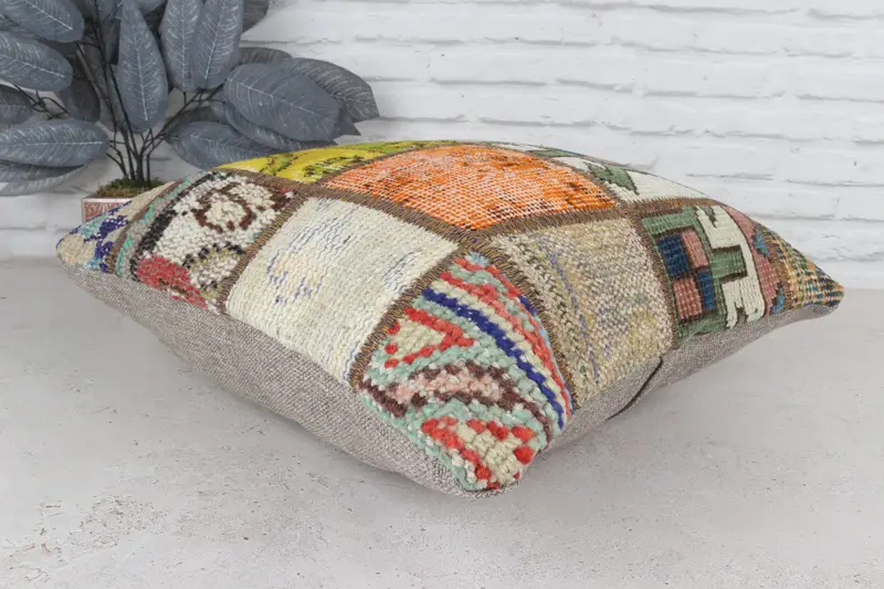 Vintage Kilim Pillow Cushion, Turkish Pillow, 20x20 Green Cushion, Cushion Cover, Vintage Kilim Throw Pillow, Home Decor Pillow - 7