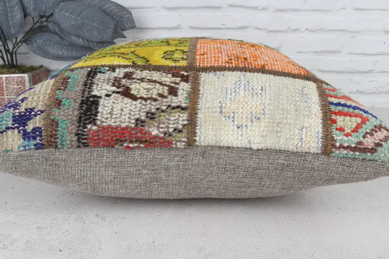 Vintage Kilim Pillow Cushion, Turkish Pillow, 20x20 Green Cushion, Cushion Cover, Vintage Kilim Throw Pillow, Home Decor Pillow - 6