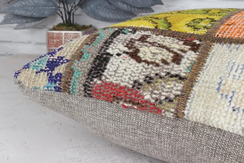 Vintage Kilim Pillow Cushion, Turkish Pillow, 20x20 Green Cushion, Cushion Cover, Vintage Kilim Throw Pillow, Home Decor Pillow - 8