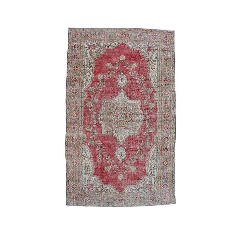 6.4x10.3 ft Büyük Vintage Halı, Kırmızı Türk Halısı - 1
