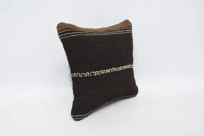 Pillow for Sofa, Home Decor Pillow, Kilim Pillow Cover, Anatolian Pillow Case, Handmade Throw Pillow Cover, Pillow Case, 12x12 Brown Cushion Case - 3