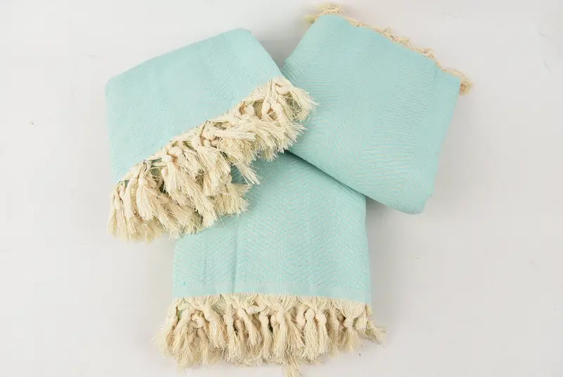 Throw Blanket, 84x68 Cotton Zig zag Towel, Organic Throw, Woven Throw Blanket, Beach Theme Bachelorette Party, Gift For Bride, Woven Blanket - 6