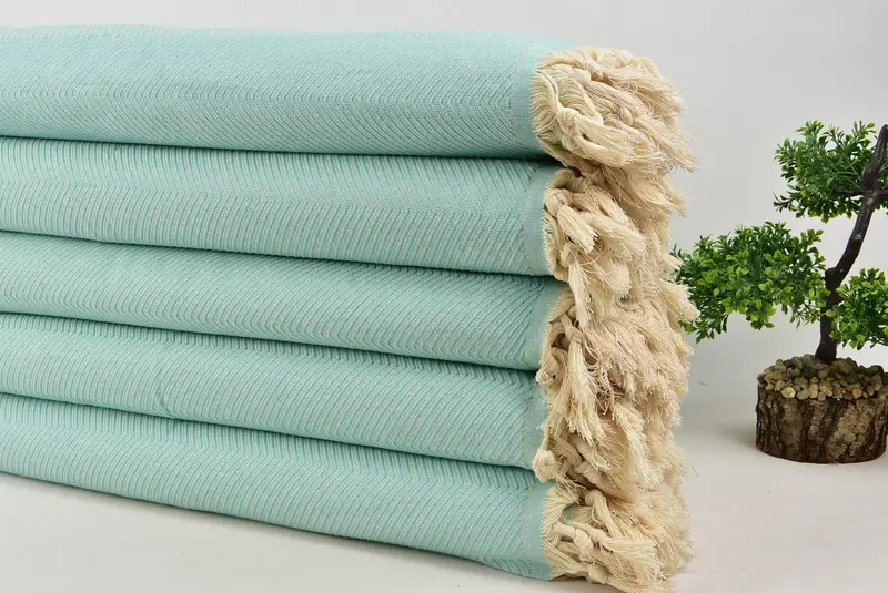 Throw Blanket, 84x68 Cotton Zig zag Towel, Organic Throw, Woven Throw Blanket, Beach Theme Bachelorette Party, Gift For Bride, Woven Blanket - 3