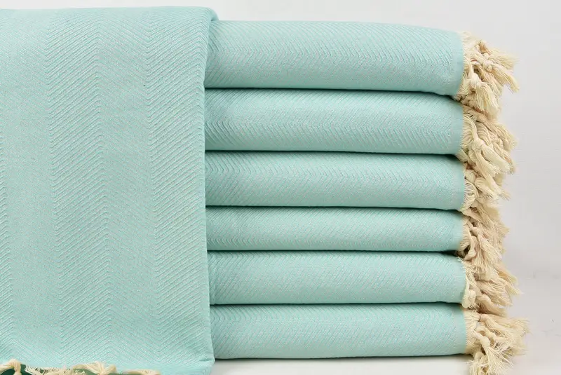 Throw Blanket, 84x68 Cotton Zig zag Towel, Organic Throw, Woven Throw Blanket, Beach Theme Bachelorette Party, Gift For Bride, Woven Blanket - 1