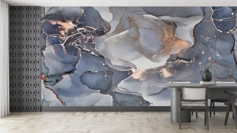 エレガントなグレーの大理石プリント壁紙: 豪華で現代的な装飾