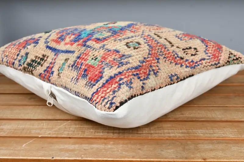 Kilim Pillow Cover, Luxury Pillow Cover, Vintage Pillow, Ethnical Kilim Rug Pillow, Cushion, Boho Throw Cushion Case, 14x14 Blue Cushion - 4