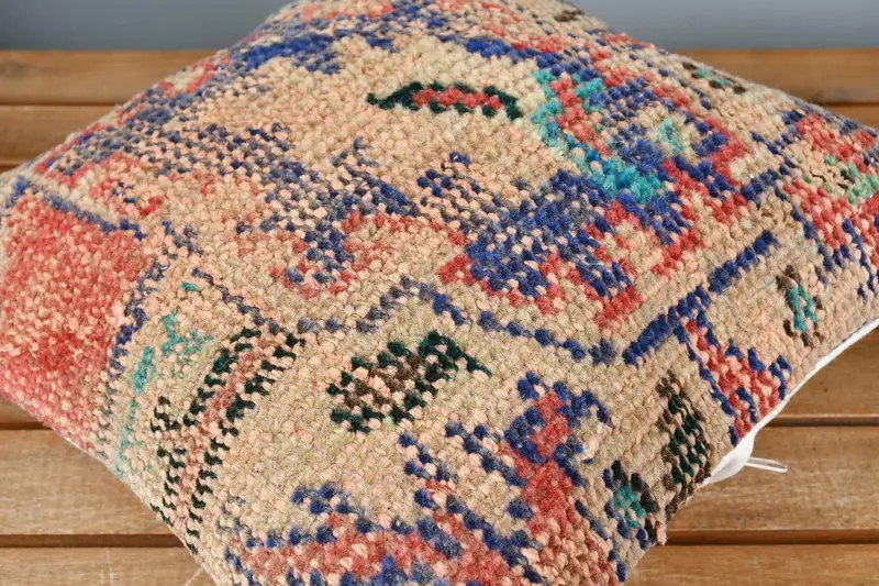 Kilim Pillow Cover, Luxury Pillow Cover, Vintage Pillow, Ethnical Kilim Rug Pillow, Cushion, Boho Throw Cushion Case, 14x14 Blue Cushion - 3