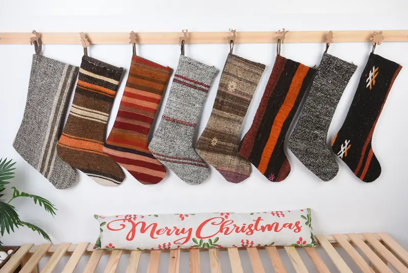 Festive Christmas Ornaments Pattern, 8 Inch Wide Christmas Stocking