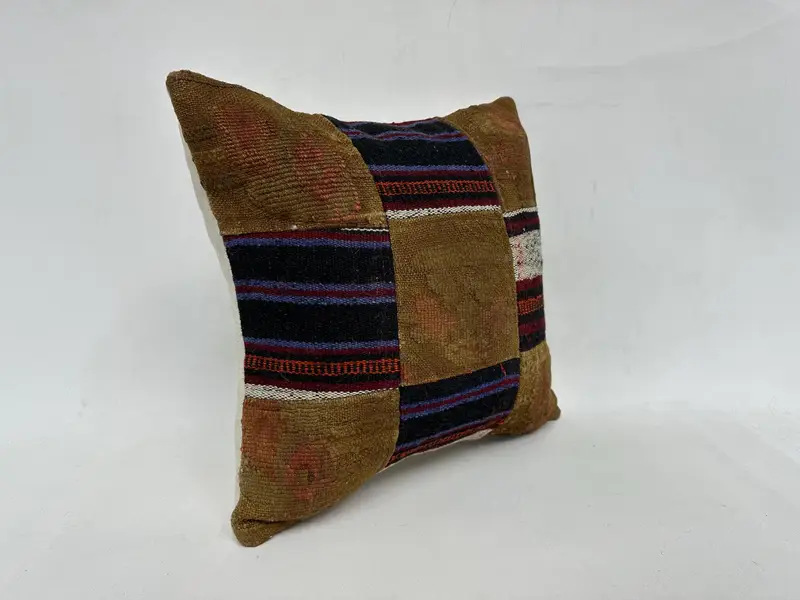 Home Decor Pillow, 18x18 Brown Pillow Case, Handmade Rug Seat Pillow Sham, Pillow for Sofa, Kilim Cushion Sham, Pillow Case - 3