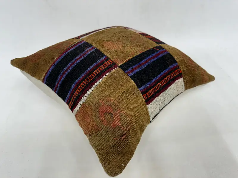 Home Decor Pillow, 18x18 Brown Pillow Case, Handmade Rug Seat Pillow Sham, Pillow for Sofa, Kilim Cushion Sham, Pillow Case - 6