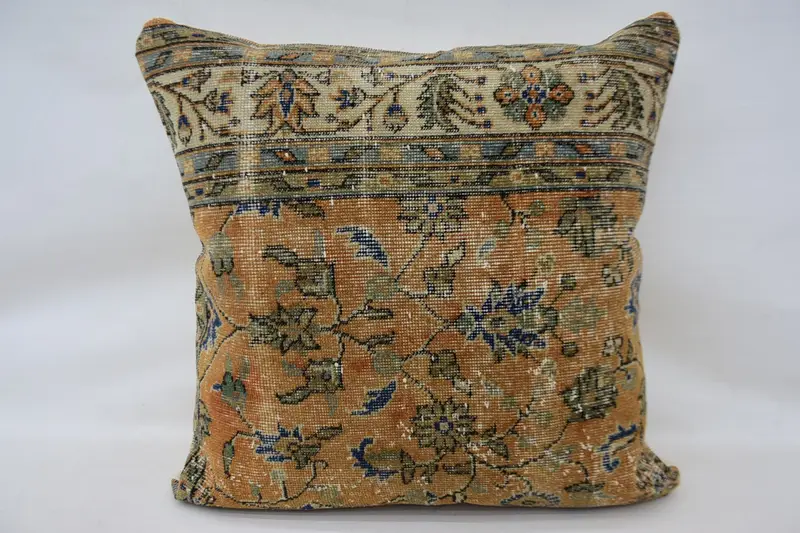 Living Room Throw Pillow Case, Cushion Case, Vintage Kilim Pillow, 32x32 Orange Cushion Case, Vintage Pillow, Ethnical Kilim Rug Pillow - 4