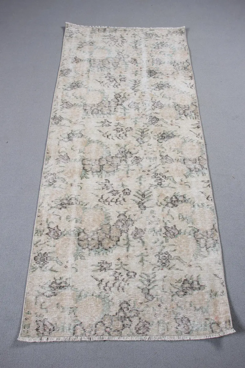 2.6x6.2 ft Oushak Türk Halısı, Beyaz Güneybatı Vintage Halı Yün - 1