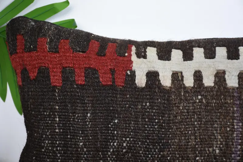 Square Throw Pillow Case, Bed Cushion Case, Cushion Case, Vintage Kilim Throw Pillow, Pillow for Sofa, 10x20 Brown Pillow Case, Vintage Kilim Pillow - 2