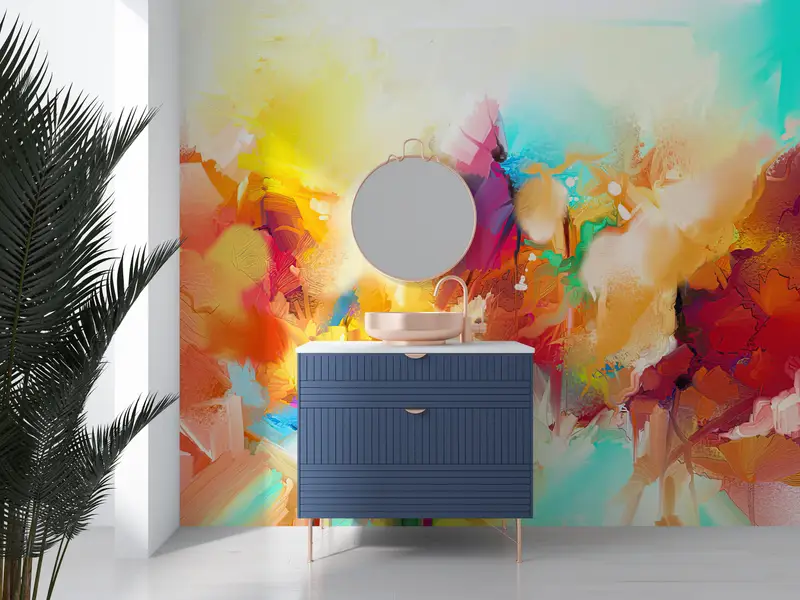 Colorful Painting,Modern Wall Paper,Wall Paper Peel and Stick,Bright Wall Paper,Contemporary Wallpaper,Colorful Absract Wall Paper, - 5