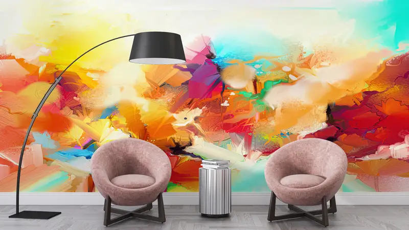 Colorful Painting,Modern Wall Paper,Wall Paper Peel and Stick,Bright Wall Paper,Contemporary Wallpaper,Colorful Absract Wall Paper, - 6