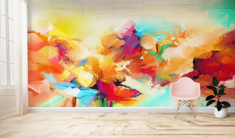 Colorful Painting,Modern Wall Paper,Wall Paper Peel and Stick,Bright Wall Paper,Contemporary Wallpaper,Colorful Absract Wall Paper, - 7