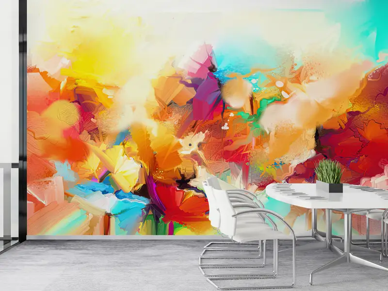 Colorful Painting,Modern Wall Paper,Wall Paper Peel and Stick,Bright Wall Paper,Contemporary Wallpaper,Colorful Absract Wall Paper, - 4