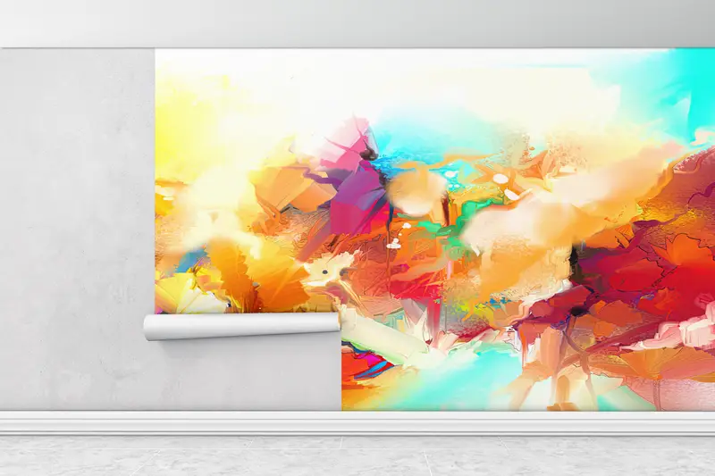Colorful Painting,Modern Wall Paper,Wall Paper Peel and Stick,Bright Wall Paper,Contemporary Wallpaper,Colorful Absract Wall Paper, - 2